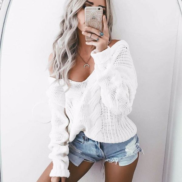 winter knitted sweater women autumn white pullover sweater deep v neck long sleeve jumpers pull femme sweter mujer 201130, White;black
winter knitted sweater women autumn white pullover sweater deep v neck long sleeve jumpers pull femme sweter mujer 201130, White;black