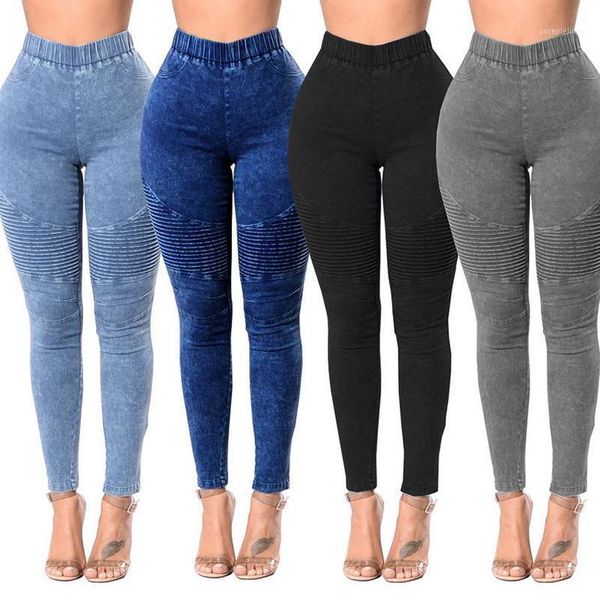 women jeans elastic waist high waist spring pant slim pleated stretch cotton denim trousers skinny jeans laides slim trousers1, Blue 
women jeans elastic waist high waist spring pant slim pleated stretch cotton denim trousers skinny jeans laides slim trousers1, Blue