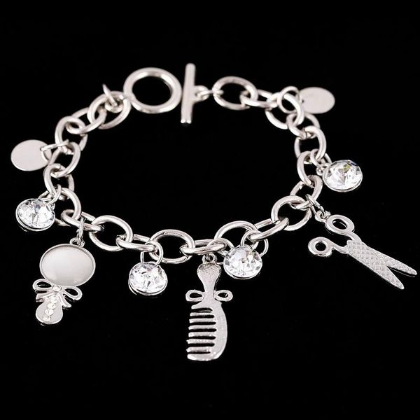 link, chain lovely golden/silver plated bracelet girl's summer party jewelry shinny crystal scissors comb pendant wrist, Black
link, chain lovely golden/silver plated bracelet girl's summer party jewelry shinny crystal scissors comb pendant wrist, Black