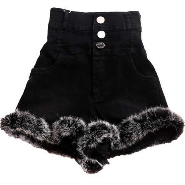 fashionable high-waisted fur stitching denim shorts women autumn winter fur comfortable wide leg shorts, White;black
fashionable high-waisted fur stitching denim shorts women autumn winter fur comfortable wide leg shorts, White;black
