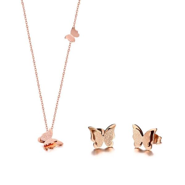 women's elegant rose gold necklace stainless steel butterfly necklace set, Golden;silver
women's elegant rose gold necklace stainless steel butterfly necklace set, Golden;silver