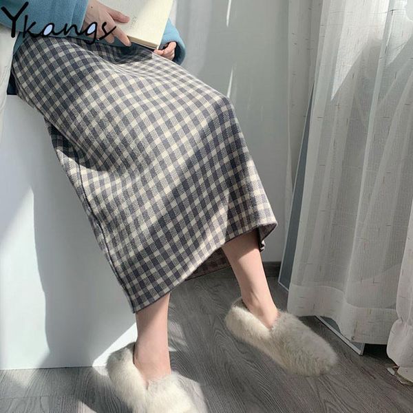 winter warm knit midi skirts autumn women thick plaid knitted skirts korean office ladies vintage high waist long pencil skirt, Black 
winter warm knit midi skirts autumn women thick plaid knitted skirts korean office ladies vintage high waist long pencil skirt, Black