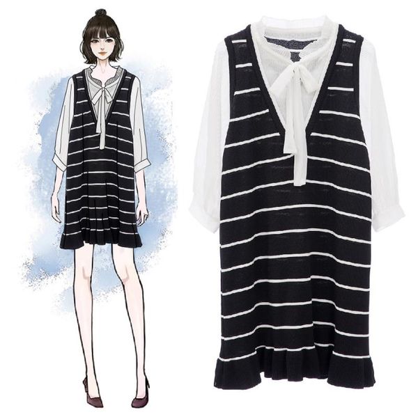casual dresses actual large size women's clothes fat mm spring chiffon stitching fake two knitted skirts covering the stomach dress thi, Black;gray
casual dresses actual large size women's clothes fat mm spring chiffon stitching fake two knitted skirts covering the stomach dress thi, Black;gray