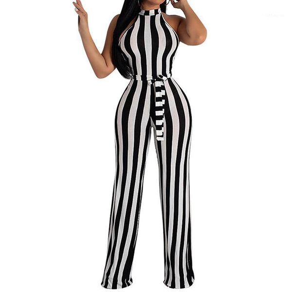 boho summer women's jumpsuit black white striped sleeveless halter romper belts backless loose ladies long jumpsuits1
boho summer women's jumpsuit black white striped sleeveless halter romper belts backless loose ladies long jumpsuits1