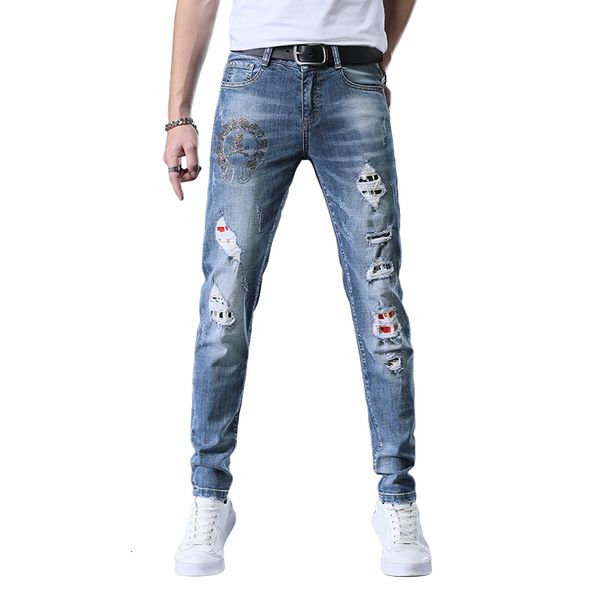 2021 new thin denim for men blue spring streetwear pants cplw