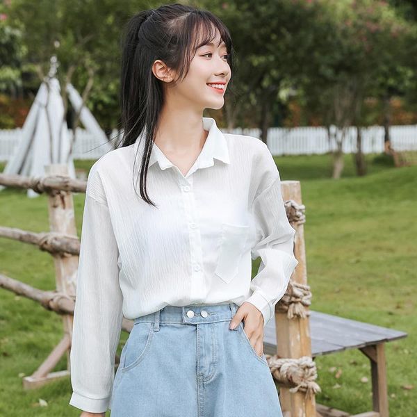 women's blouses & shirts blouse good quality feminina clothes 2021 spring summer cute sweet white long sleeved female a6035
women's blouses & shirts blouse good quality feminina clothes 2021 spring summer cute sweet white long sleeved female a6035