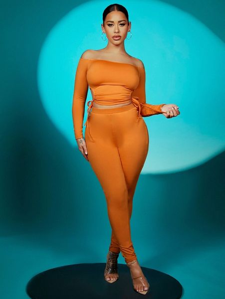 sxy off shoulder cut out drawstring side & leggings d3xy#, White 
sxy off shoulder cut out drawstring side & leggings d3xy#, White