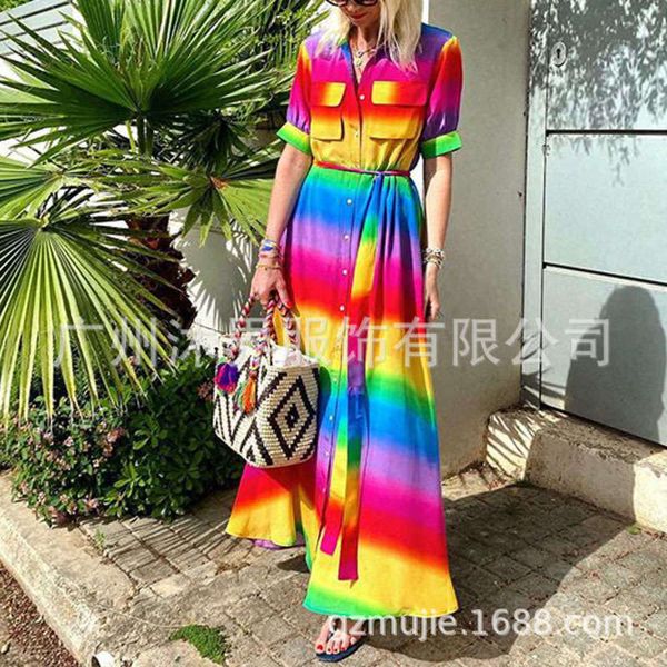 2020 long skirt digital print summer fashion rainbow dress for women, Black;gray
2020 long skirt digital print summer fashion rainbow dress for women, Black;gray