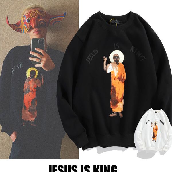 men's autumn leisure plus velvet thickening kanyewest jesus is king high collar plus velvet sweater hoodies, Black
men's autumn leisure plus velvet thickening kanyewest jesus is king high collar plus velvet sweater hoodies, Black