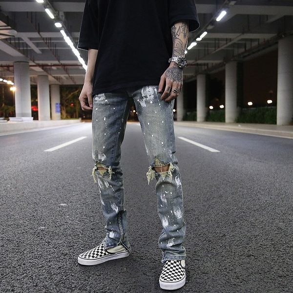 2020 denim europe and america street old wash paint sprinkle zipper stretch men's pants skinny jeans pt1n, Blue
2020 denim europe and america street old wash paint sprinkle zipper stretch men's pants skinny jeans pt1n, Blue