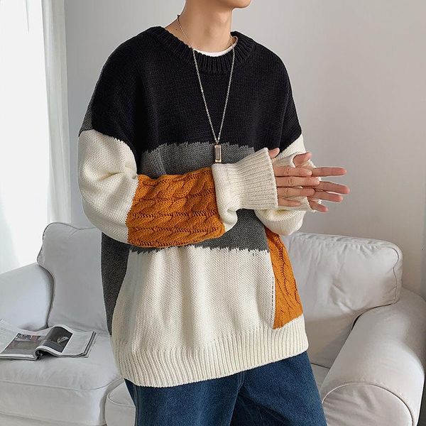 men's sweaters spring japanese harajuku stitching male pullover loose korean version tide ins casual knitwear men clothes clothing, White;black
men's sweaters spring japanese harajuku stitching male pullover loose korean version tide ins casual knitwear men clothes clothing, White;black