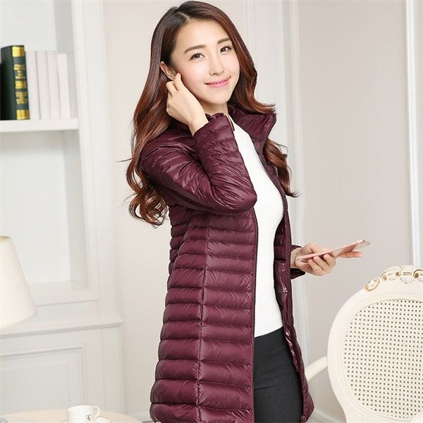 winter new medium length slim women's light down jacket collar coat large, Black 
winter new medium length slim women's light down jacket collar coat large, Black