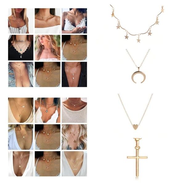 pendant necklaces est gold color vintage multilayer crystal necklace women beads moon star horn crescent choker jewelry, Silver
pendant necklaces est gold color vintage multilayer crystal necklace women beads moon star horn crescent choker jewelry, Silver