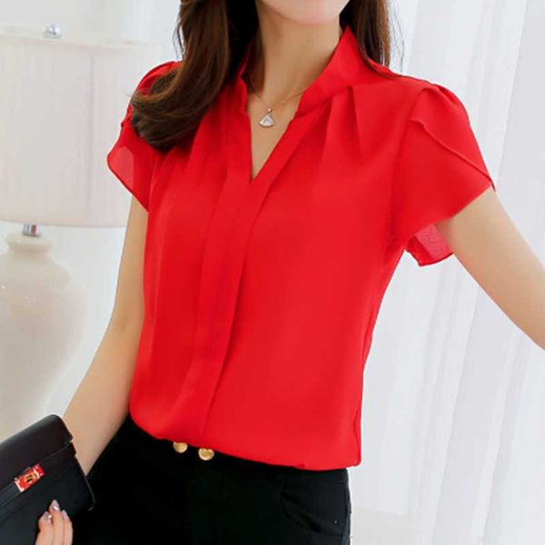 women's blouses & shirts women chiffon blouse elegant plus size short sleeve shirt womens and ladies formal office clothing work 20, White
women's blouses & shirts women chiffon blouse elegant plus size short sleeve shirt womens and ladies formal office clothing work 20, White
