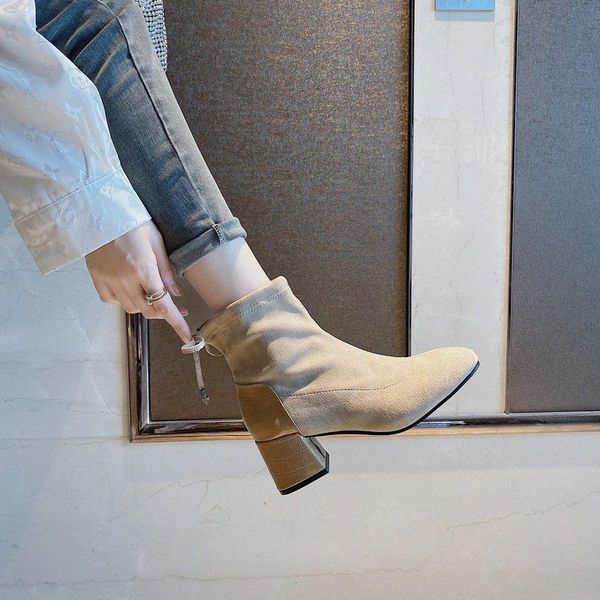 new ankle women boots square heel women female high heels stretch fabric woman boot round toe casual ladies shoes, Black
new ankle women boots square heel women female high heels stretch fabric woman boot round toe casual ladies shoes, Black