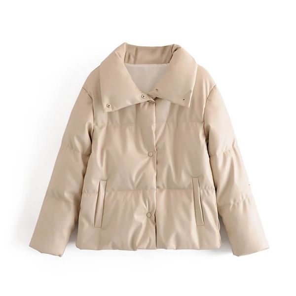 2021 new leisure simple pure color women's winter imitation leather lapel loose cotton padded jacket xmrn, Black
2021 new leisure simple pure color women's winter imitation leather lapel loose cotton padded jacket xmrn, Black