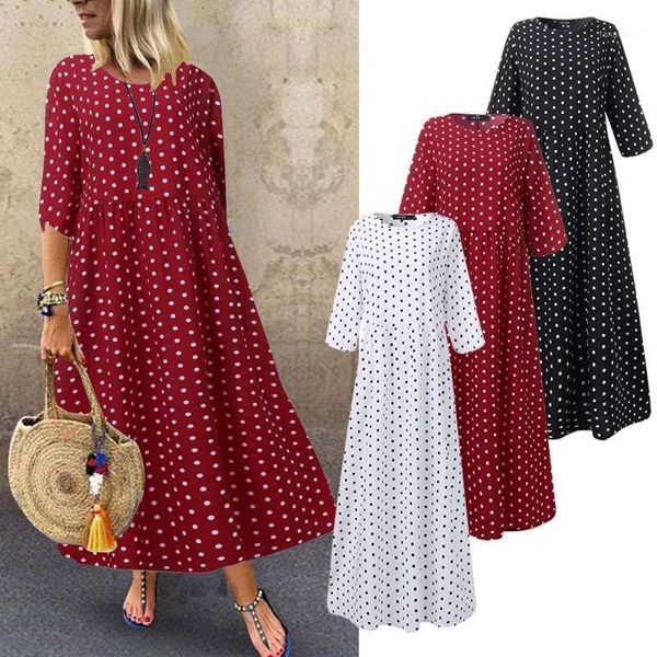 zanzea 2020 elegant women's printed maxi dress autumn sundress fashion polka dot tunic vestidos female 3/4 sleeve robe femme1, Black;gray
zanzea 2020 elegant women's printed maxi dress autumn sundress fashion polka dot tunic vestidos female 3/4 sleeve robe femme1, Black;gray