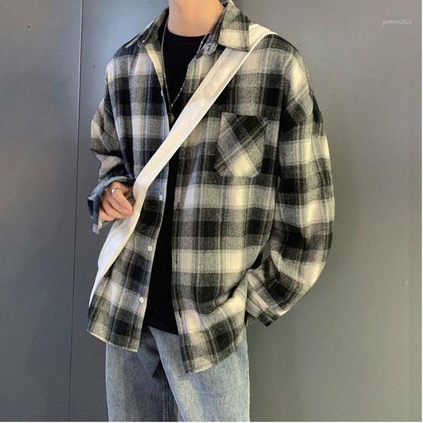 men's casual shirts 2021 autumn and winter youth plaid long-sleeved lapel fashion loose shirt jacket black / blue -xl1, White;black
men's casual shirts 2021 autumn and winter youth plaid long-sleeved lapel fashion loose shirt jacket black / blue -xl1, White;black