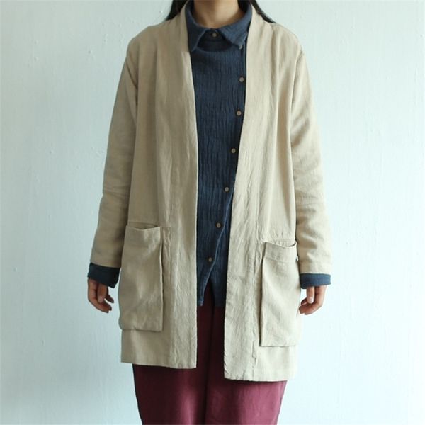 johnature women coats linen jackets pockets autumn new open stitch 5 colour loose casual coats long sleeve brief jackets 201017, Black;brown
johnature women coats linen jackets pockets autumn new open stitch 5 colour loose casual coats long sleeve brief jackets 201017, Black;brown