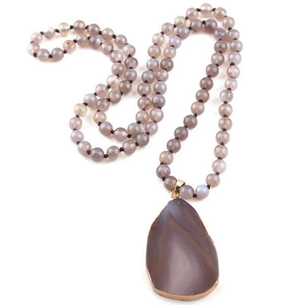 pendant necklaces fashion bohemian tribal jewelry 8mm stones long knotted stone agat drop, Silver
pendant necklaces fashion bohemian tribal jewelry 8mm stones long knotted stone agat drop, Silver