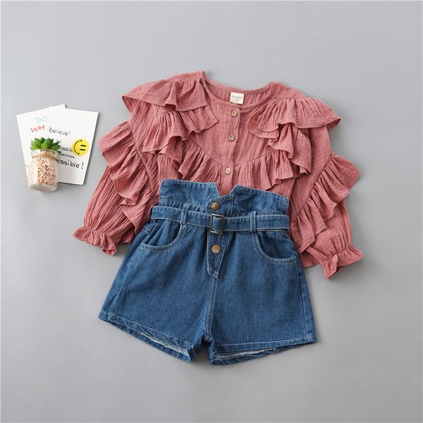 2-7 years girl clothing set 2020 new autumn fashion tiered ruched solid shirt + denim pant kid children clothing 0930, White
2-7 years girl clothing set 2020 new autumn fashion tiered ruched solid shirt + denim pant kid children clothing 0930, White