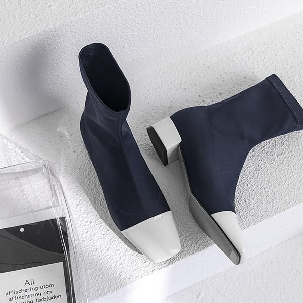 vogue patchwork stretch fabric women boots vintage square toe high heel women boots thick heel winter shoes swe0208, Black
vogue patchwork stretch fabric women boots vintage square toe high heel women boots thick heel winter shoes swe0208, Black