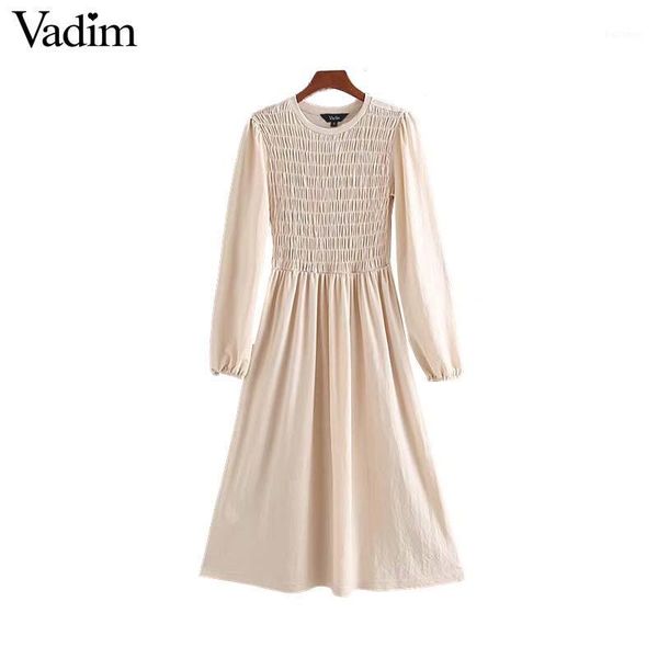 vadim women elegant solid pleated midi dress long sleeve female casual black beige green dresses stylish vestidos mujer qc9971, Black;gray
vadim women elegant solid pleated midi dress long sleeve female casual black beige green dresses stylish vestidos mujer qc9971, Black;gray