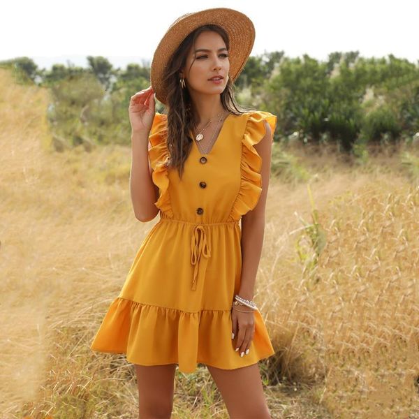 summer women mini dress ruffle 2021 office shoulder tunic high waist party v neck casual beach yellow women dresses, Black;gray
summer women mini dress ruffle 2021 office shoulder tunic high waist party v neck casual beach yellow women dresses, Black;gray