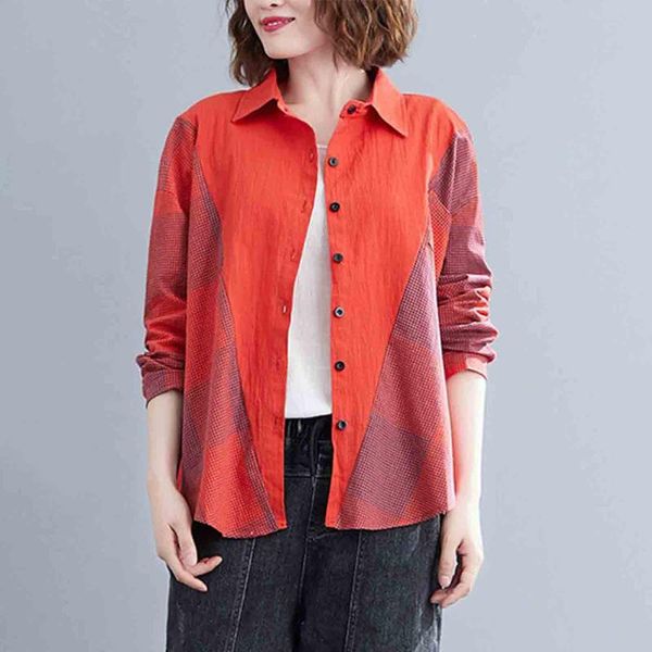 2020 autumn new women's blouse plaid print drop shoulder cuff button shirt vintage loose casual ladies shirts, White
2020 autumn new women's blouse plaid print drop shoulder cuff button shirt vintage loose casual ladies shirts, White