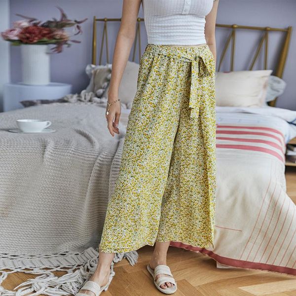 women high waist casual drawstring new loose wide leg pants full length pant floral trousers, Black;white
women high waist casual drawstring new loose wide leg pants full length pant floral trousers, Black;white