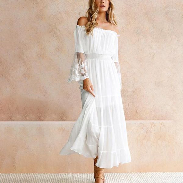 boat neck lace piecing dress women off shoulder long sleeve long casual formal dress@881, Black;gray
boat neck lace piecing dress women off shoulder long sleeve long casual formal dress@881, Black;gray