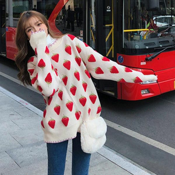 girl autumn winter fashion sweater loose sweet lazy retro japanese o-neck strawberry print long sleeve sweater warm clothes, White;black
girl autumn winter fashion sweater loose sweet lazy retro japanese o-neck strawberry print long sleeve sweater warm clothes, White;black