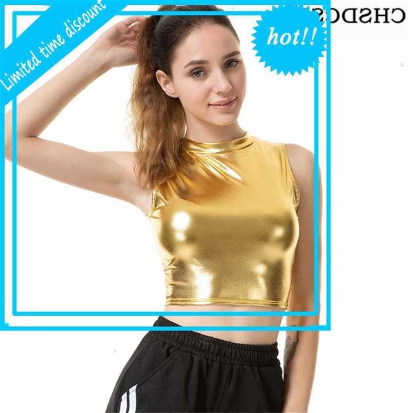 chsdcsi summer short women high street tanks fashion slim shiny mouwlless vest punk crop gold tank top, White
chsdcsi summer short women high street tanks fashion slim shiny mouwlless vest punk crop gold tank top, White