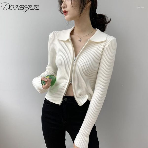 2020 knit zipper sweater new women autumn winter solid color wild short paragraph open navel lapel long-sleeve casual femal1, White
2020 knit zipper sweater new women autumn winter solid color wild short paragraph open navel lapel long-sleeve casual femal1, White