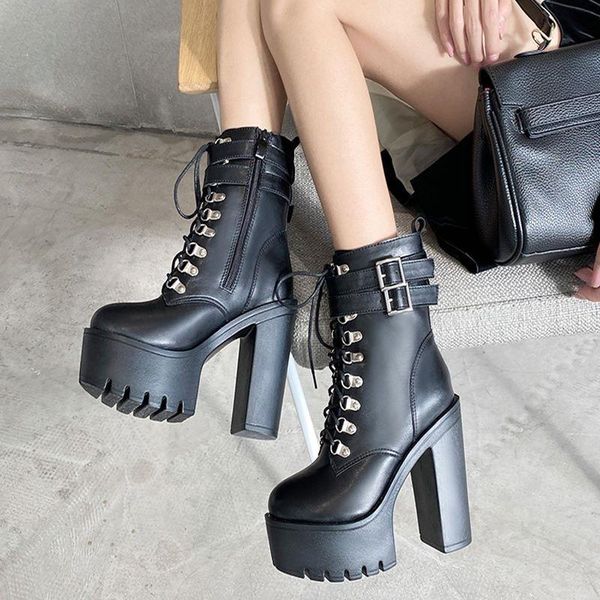 boots pxelena women buckle platform combat motorcycle biker punk rock gothic chunky block high heels party nightclub cosplay, Black
boots pxelena women buckle platform combat motorcycle biker punk rock gothic chunky block high heels party nightclub cosplay, Black