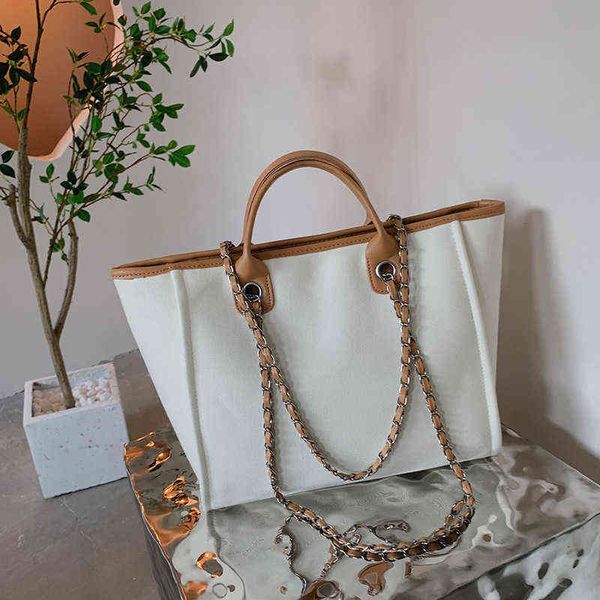 shopping bags new canvas beach for women fashion handbag large capacity bucket simple chain messenger tote 2022 220301
shopping bags new canvas beach for women fashion handbag large capacity bucket simple chain messenger tote 2022 220301