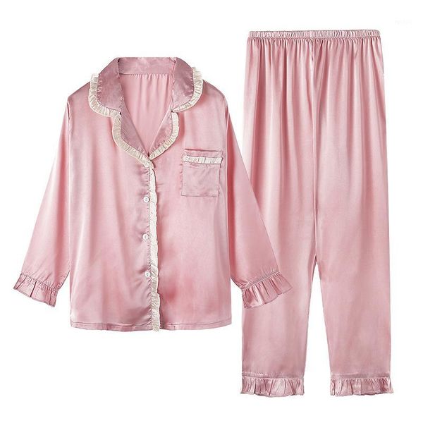 missyou women silk pajamas set ruffle lapel pijamas autumn cute long sleeve sleepwear mujer +pants 2 pcs pyjamas homewear1, Black;red
missyou women silk pajamas set ruffle lapel pijamas autumn cute long sleeve sleepwear mujer +pants 2 pcs pyjamas homewear1, Black;red