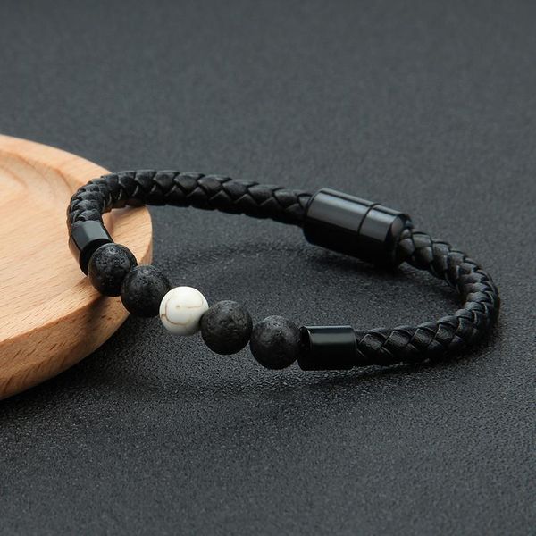 2020 new style magnetic buckle men's leather bracelet natural volcanic stone beaded men's hand jewelry factor qylzqf, Black
2020 new style magnetic buckle men's leather bracelet natural volcanic stone beaded men's hand jewelry factor qylzqf, Black
