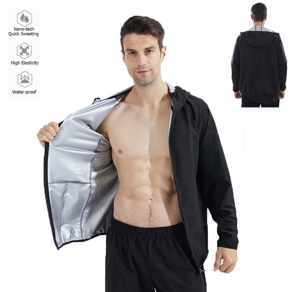gym clothing sauna jacket for men fitness quick sweating hooded coat muscle build-up sport clothes, White;black
gym clothing sauna jacket for men fitness quick sweating hooded coat muscle build-up sport clothes, White;black