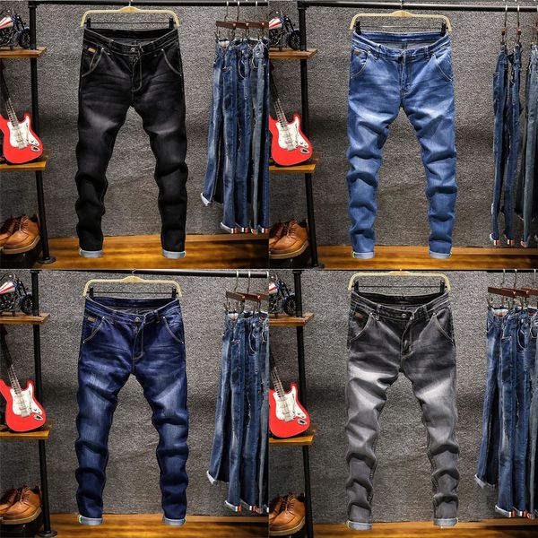 2019 new men skinny colorful jeans fashion elastic slim pants jean male brand trousers black blue green gray 6 colors q0105, Black;white
2019 new men skinny colorful jeans fashion elastic slim pants jean male brand trousers black blue green gray 6 colors q0105, Black;white