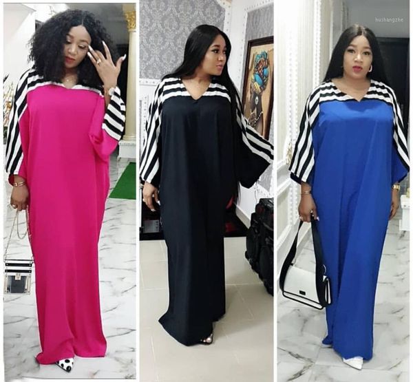 african drees for women good quality multi-color striped stitching v-neck loose fat mother dress1, Red
african drees for women good quality multi-color striped stitching v-neck loose fat mother dress1, Red