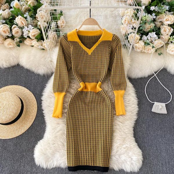 singreiny plaid houndstooth knitted dress women v neck long sleeve slim jumper autumn winter bodycon warm short dresses, Black;gray
singreiny plaid houndstooth knitted dress women v neck long sleeve slim jumper autumn winter bodycon warm short dresses, Black;gray