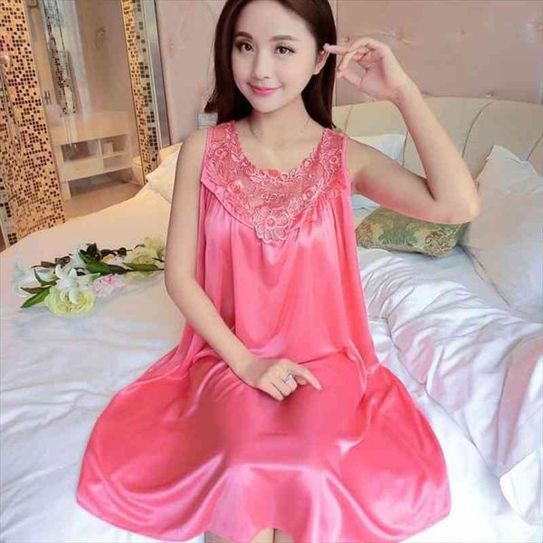 women sleepwear summer sleeveless lace ice silk satin night dress smooth nightwear satin nightgown vestidos, Black;red
women sleepwear summer sleeveless lace ice silk satin night dress smooth nightwear satin nightgown vestidos, Black;red