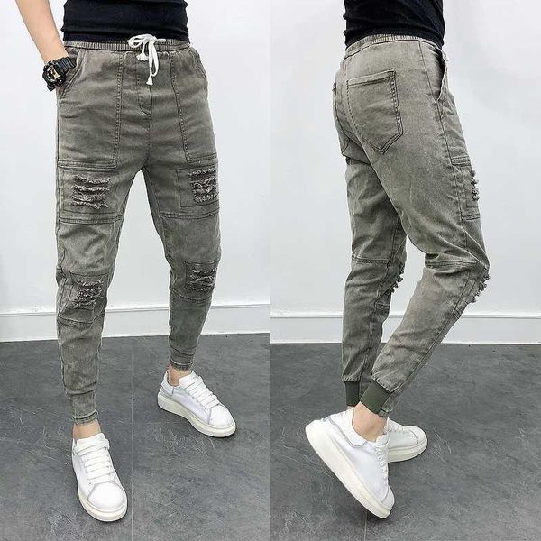 men's pants personalized ripped casual harem pant stripe slim fit men joggers streetwear pantalones hombre drop1, Black
men's pants personalized ripped casual harem pant stripe slim fit men joggers streetwear pantalones hombre drop1, Black