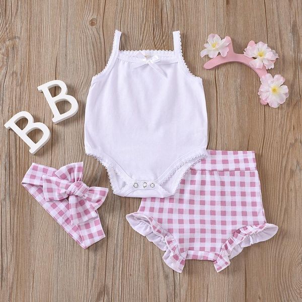 infant outfit set summer baby girls suspenders vest solid color plaid print shorts headbands comfortable clothing, White
infant outfit set summer baby girls suspenders vest solid color plaid print shorts headbands comfortable clothing, White