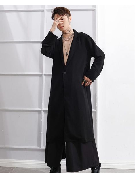 men's trench coats spring and summer wear mid long lapel casual windbreaker fashion show stage personality dark white street1, Tan;black
men's trench coats spring and summer wear mid long lapel casual windbreaker fashion show stage personality dark white street1, Tan;black