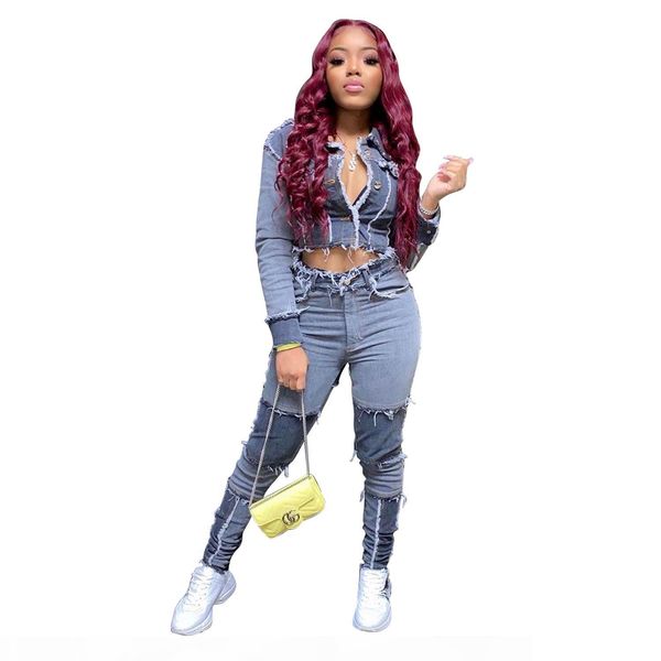 women jeans set fashionable patchwork long sleeves short jacket + high waist skinny pencil jeans cool girls sweatwear denim sets, Gray
women jeans set fashionable patchwork long sleeves short jacket + high waist skinny pencil jeans cool girls sweatwear denim sets, Gray