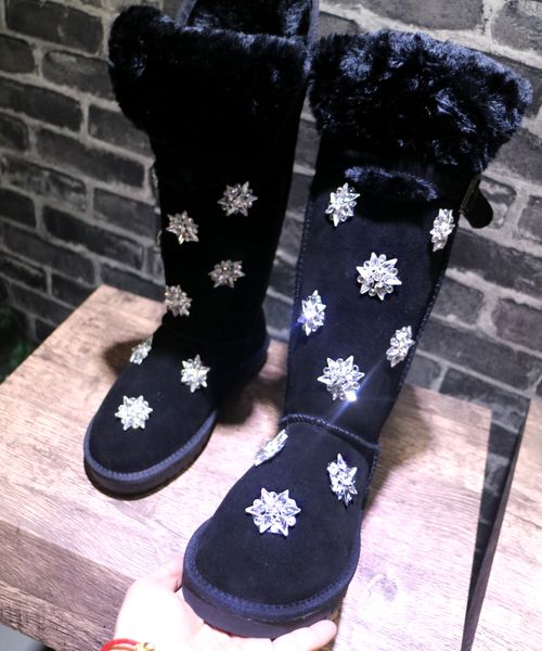 2020 high shoes crystal flower snowflake diamond belt buckle flat knee boots snowshoes uy17, Black
2020 high shoes crystal flower snowflake diamond belt buckle flat knee boots snowshoes uy17, Black