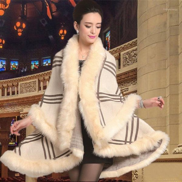 2020 europe winter boutique women's plaid fur cape jacket knitted fur cardigan sweater wool coat women shawl1, Black
2020 europe winter boutique women's plaid fur cape jacket knitted fur cardigan sweater wool coat women shawl1, Black