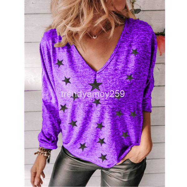 women's t-shirt spring and autumn fashion selling women's wear v-neck star print loose pullover long sleeve t-shirt, White
women's t-shirt spring and autumn fashion selling women's wear v-neck star print loose pullover long sleeve t-shirt, White